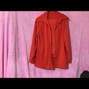 Beautiful red pants suit.